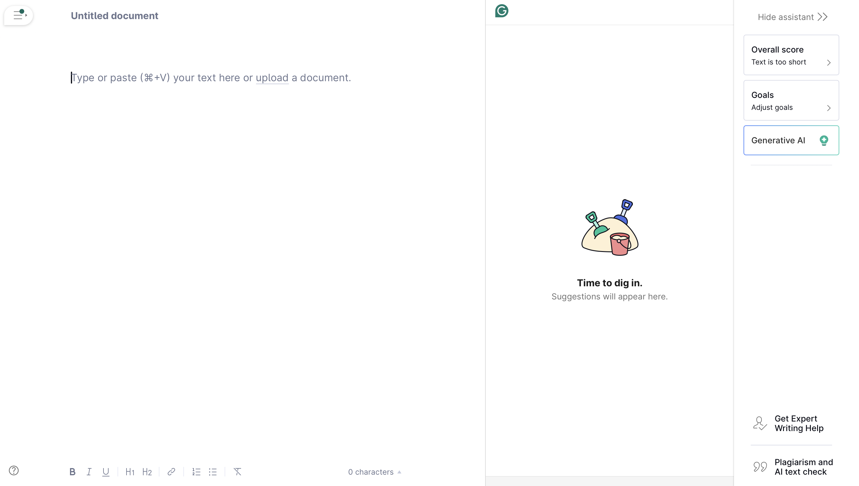 grammarly's ui and home page